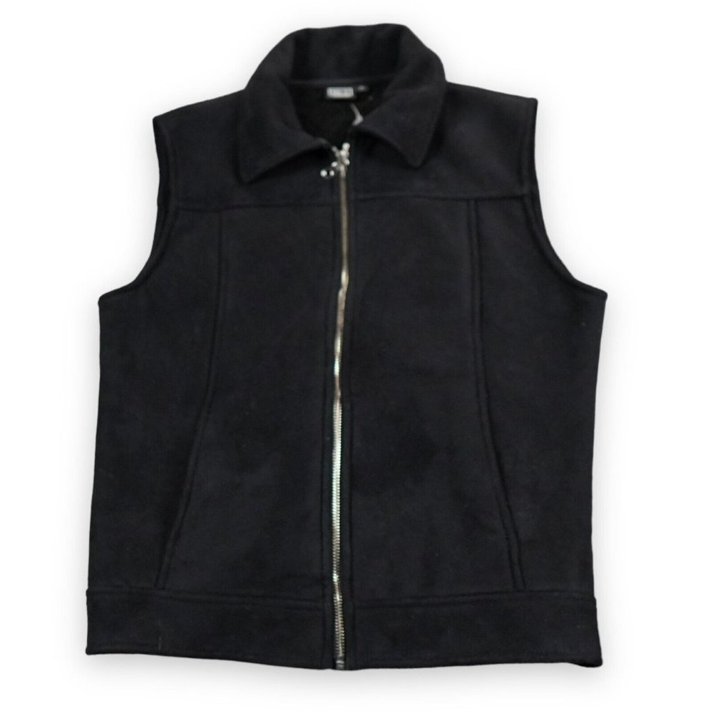 NILS Sportswear Faux Suede Vest Women‎ Medium Black Fleece Lined Elegent Stylish